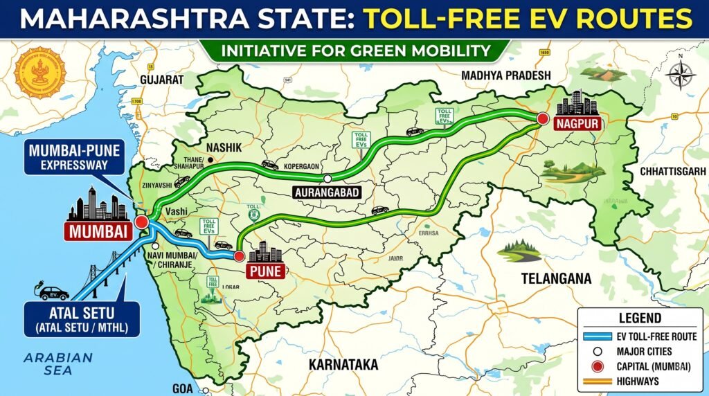 aharashtra toll free routes for electric vehicles under EV Policy 2026