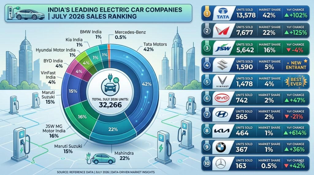 Electric car companies in India ranked by sales